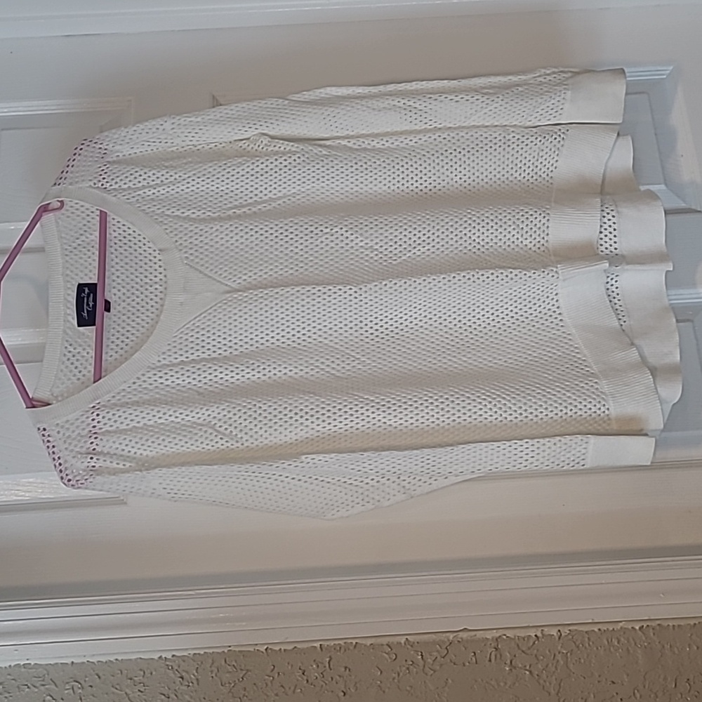 American Eagle Outfitters Open Weave Knit Sweater White Size Medium